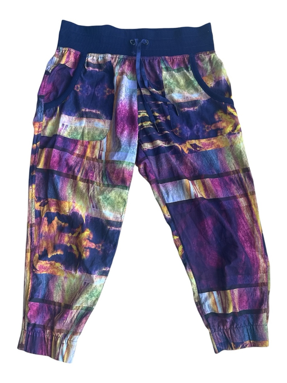 Kyodan Cropped Joggers Lightweight Abstract Multicoloured Print Size S VGUC
